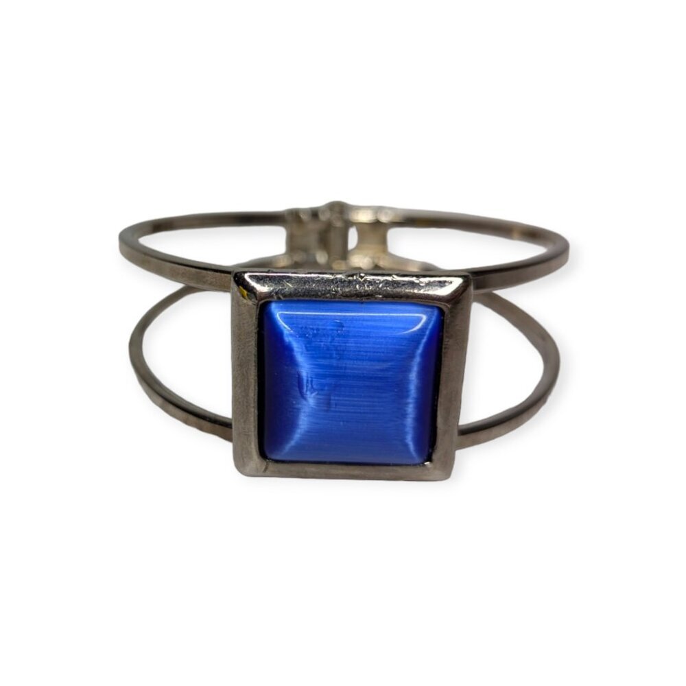 Silver Tone Blue/Purple Gem Spring Clasp Bracelet
